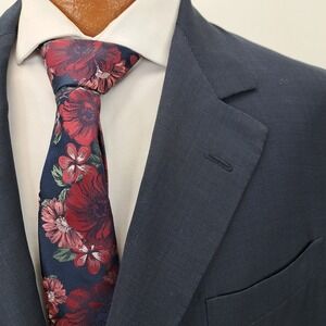 Oxxford Clothes  48R Super 120s Blue Wool Blend Suit Jacket Sports Coat Unlined